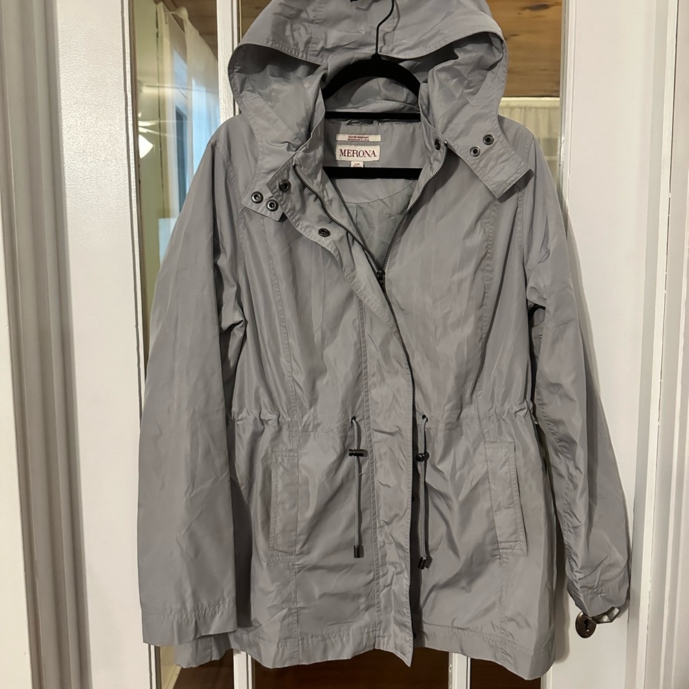 Merona Gray Utility Jacket with Hood and Zipper